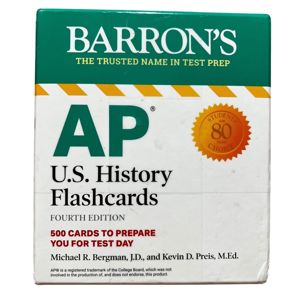 Barron's AP U.S. History Flashcards 4th Edition 500 Cards Test Prep New Sealed